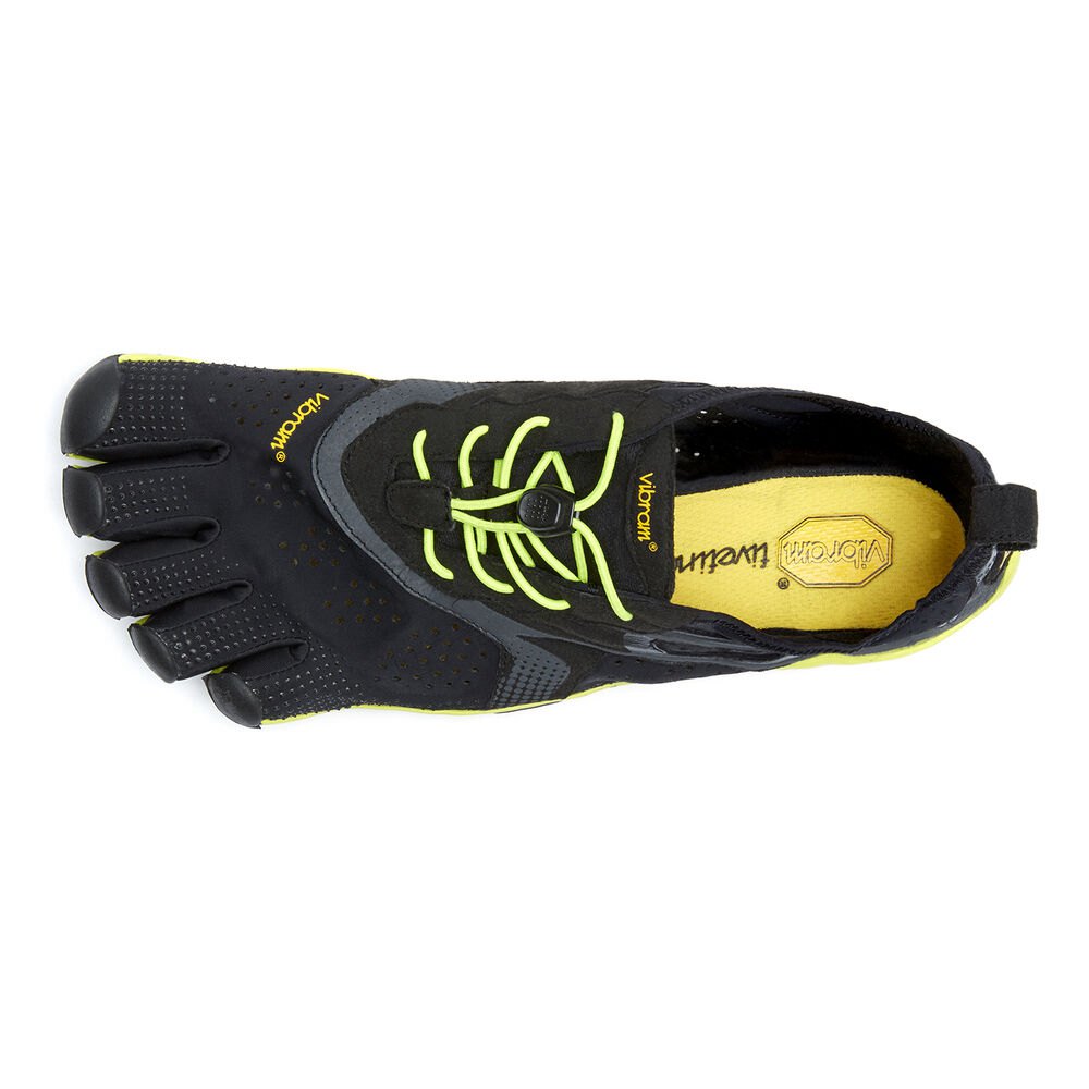 Vibram Five Fingers Mens V-Run - Hiking Shoes Black/Yellow - LYW624351